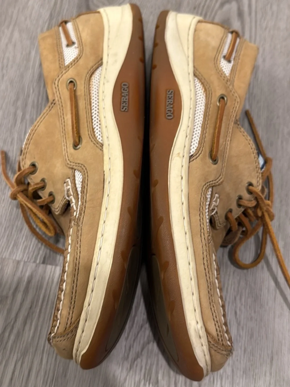 Men’s Sebago Brown Leather Boat Shoes with Tan Sole